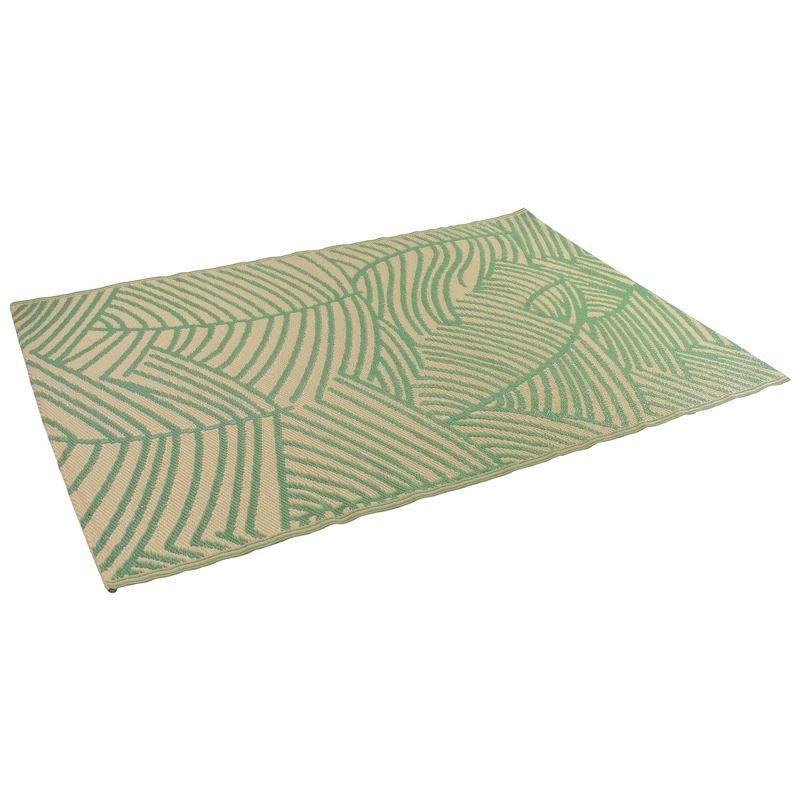 Northlight 4' x 6' Green and Beige Leaf Design Rectangular Outdoor Area Rug