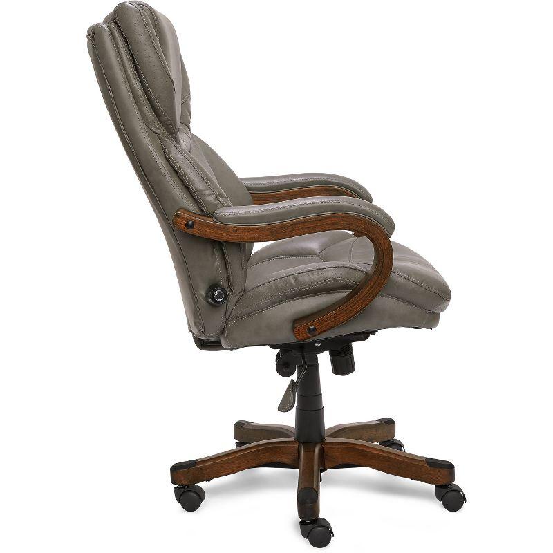 Big and Tall Executive Office Chair with Upgraded Wood Accents Mindset Gray - Serta: Bonded Leather, 350lb Capacity