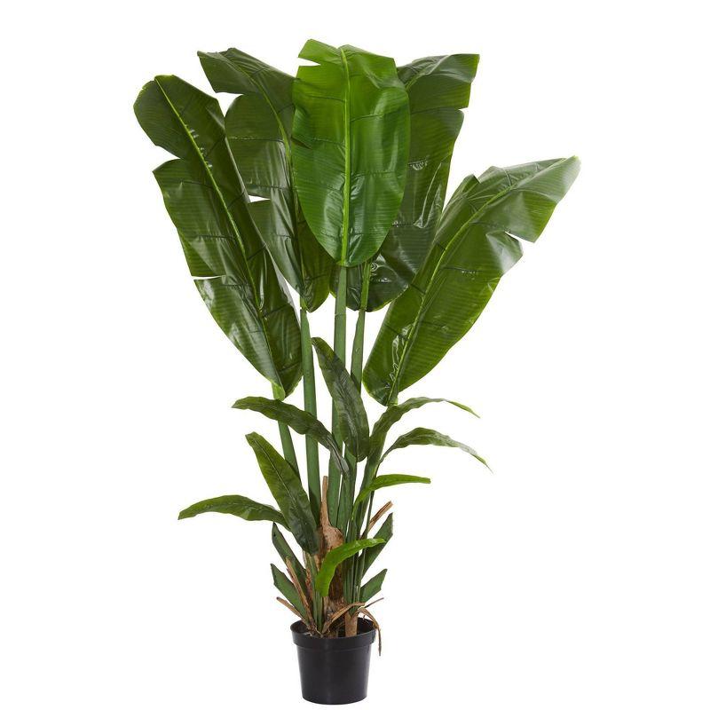8.5' Green Plastic Potted Outdoor Palm Tree