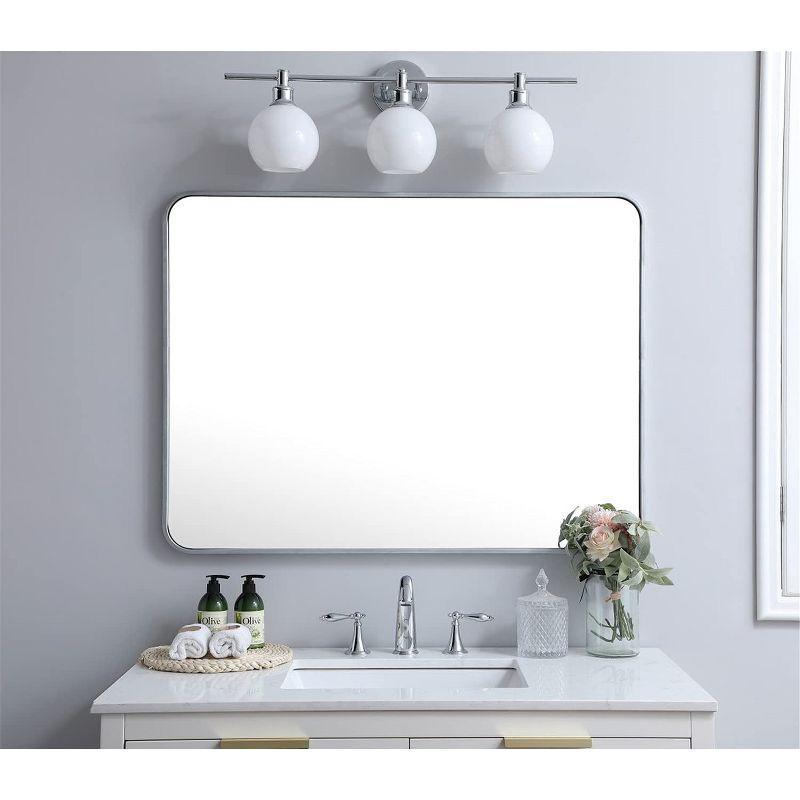 Elegant Lighting Soft corner metal rectangular mirror 30x40 inch in Silver