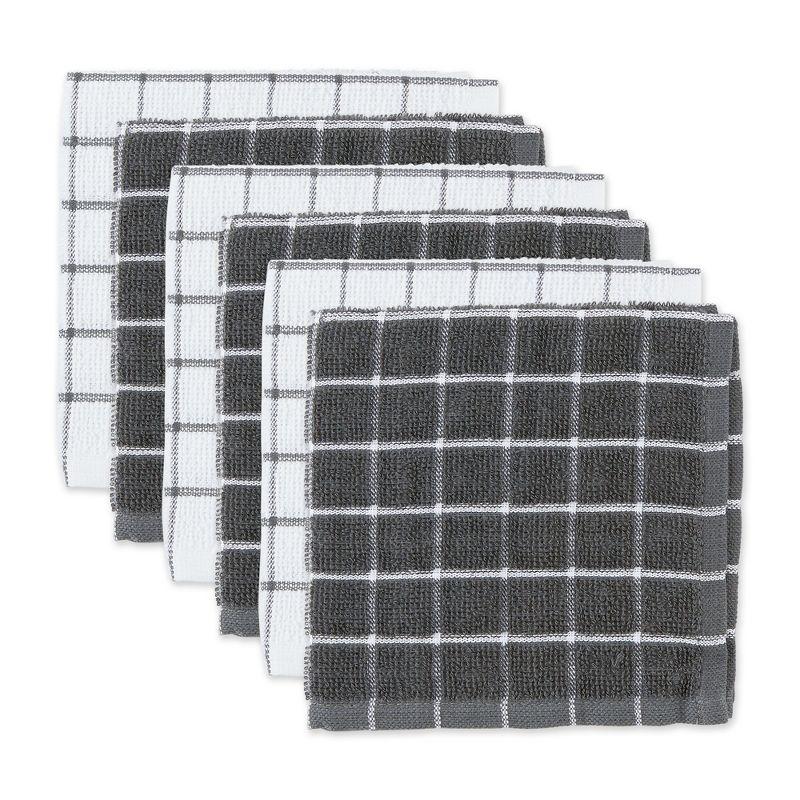 Design Imports Gray Combo Windowpane Dishcloth (Set Of 6)