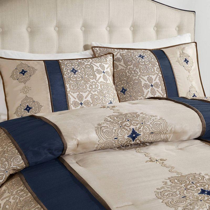 Donovan 7 Piece Jacquard Comforter Set with Throw Pillows