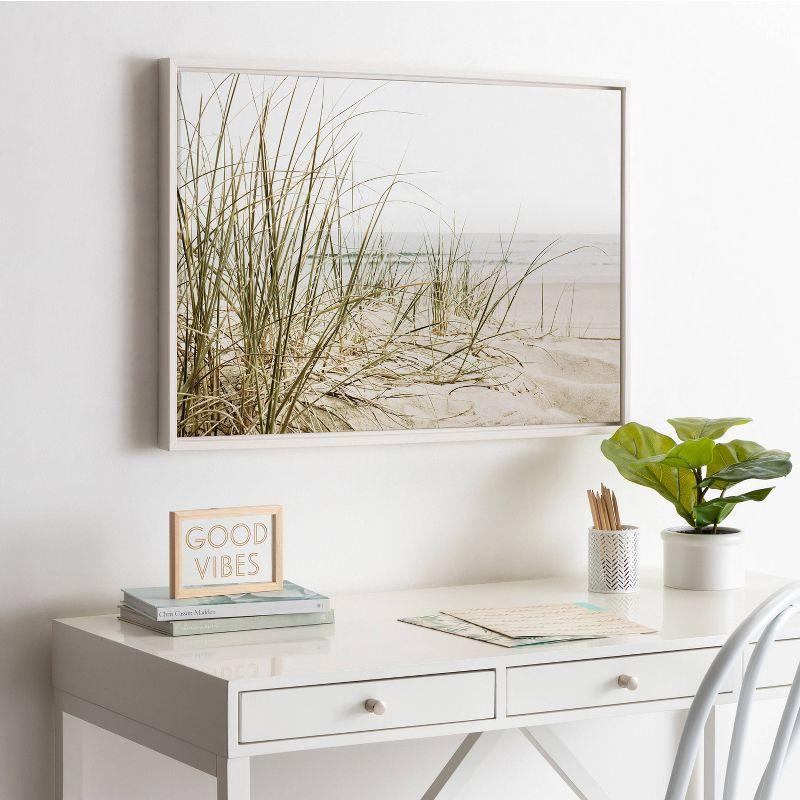 Kate & Laurel All Things Decor Sylvie Calming Beach Grass Framed Canvas by The Creative Bunch Studio