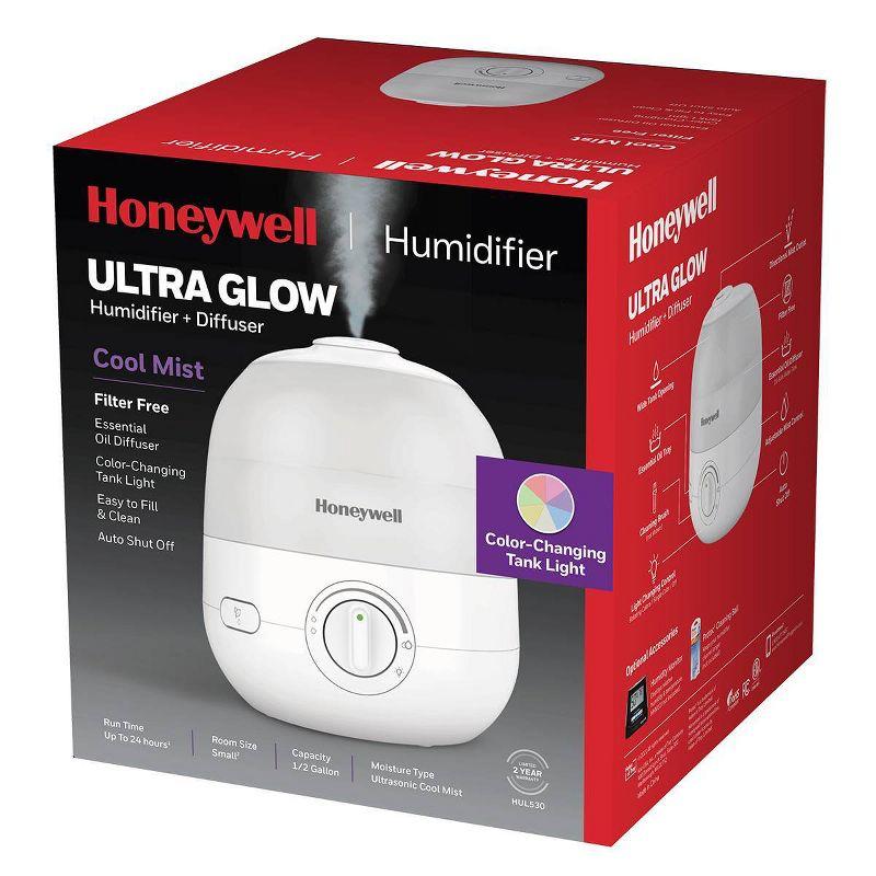 Honeywell Ultra Glow Light Changing Humidifier and Diffuser: Cool Mist, 24-Hour Run, No Filter, 100-300 sq. ft. Coverage