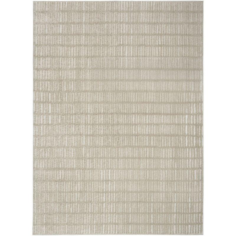 Ivory Grey Geometric Synthetic 8' x 10' Area Rug