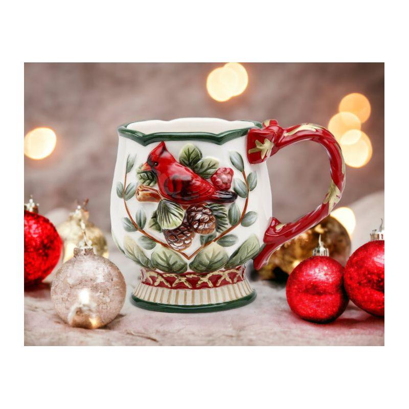 Kevins Gift Shoppe Ceramic Christmas Robin Bird Mugs (Set Of 4)