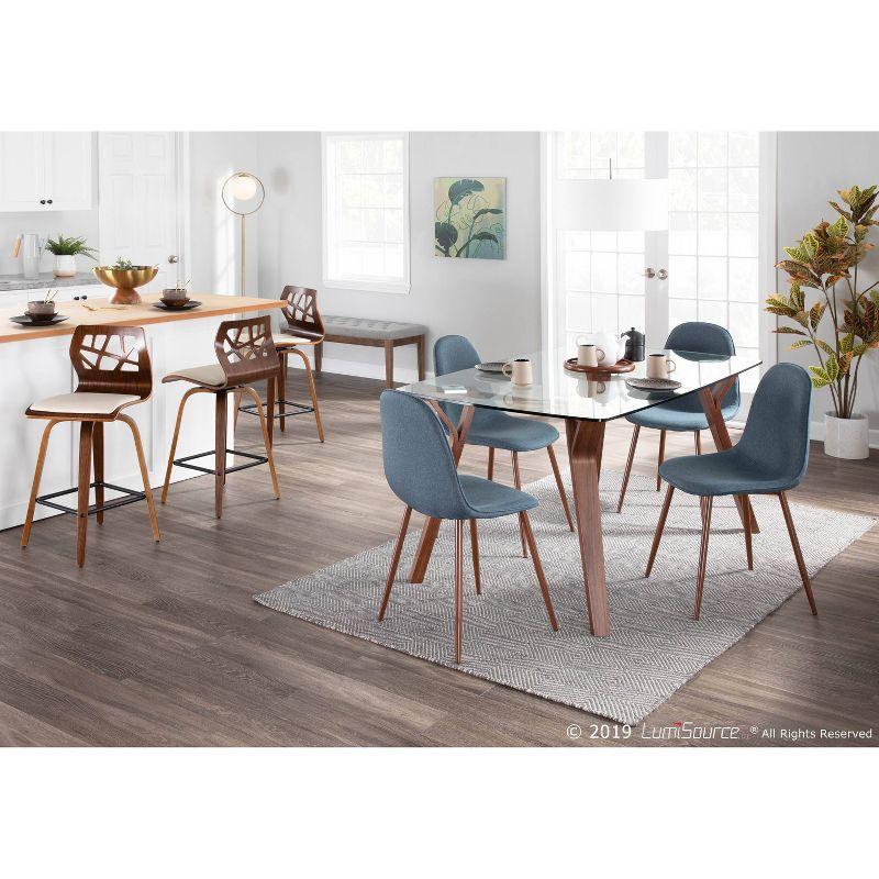 Set of 2 Folia Upholstered Counter Height Barstools Cream/Walnut - Lumisource: Wood Frame, Foam Padded Seat, Swivel Function