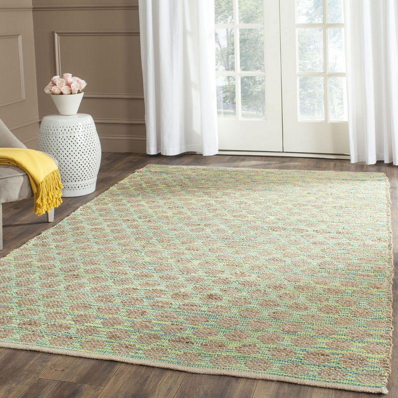Cape Cod CAP820 Woven Indoor Area Rug - Teal/Natural - 4'x6' - Safavieh