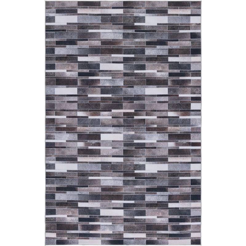 Gray Faux Fur Rectangular Washable Area Rug 6' x 9'