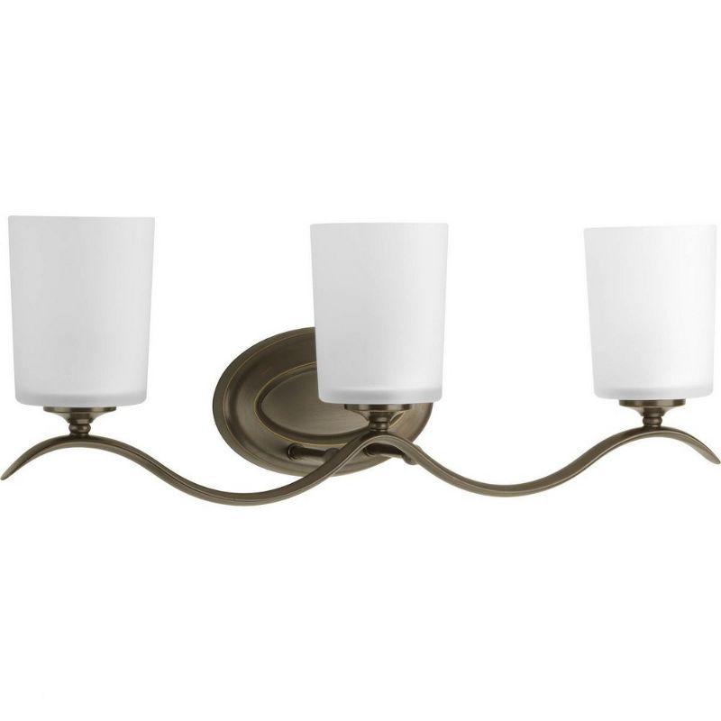 Antique Bronze 3-Light Wall Sconce with Etched Glass Shades