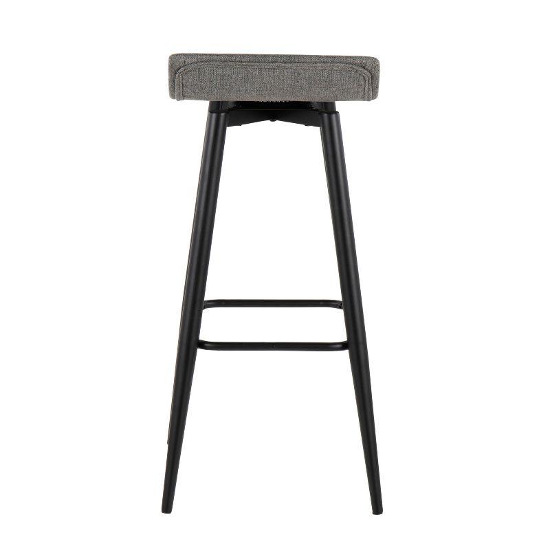 Set of 2 Ale Polyester/Steel Barstool Black/Gray - LumiSource: Modern Design, Herringbone Pattern, 29" Fixed Height