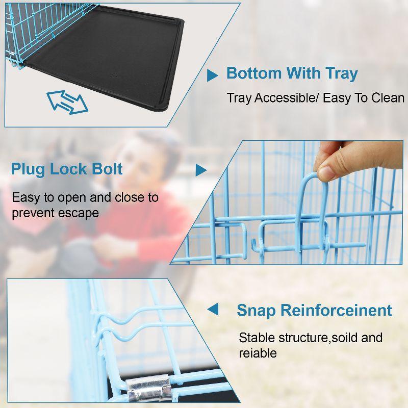 BestMassage 48 Inch Dog Crate Dog Cage Dog Kennel with Double Door Removable Tray & Handle Indoor Outdoor Pet Crate, Blue
