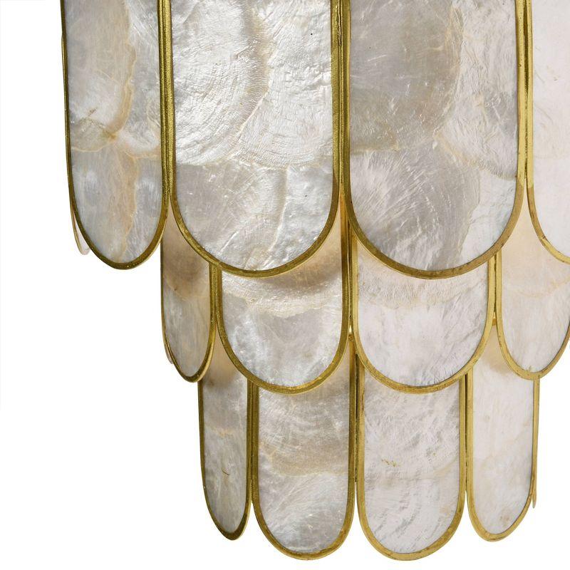 Storied Home 4-Tier Capiz and Metal Wall Sconce: ETL & UL Listed, 1-Way On Off, No Battery Required