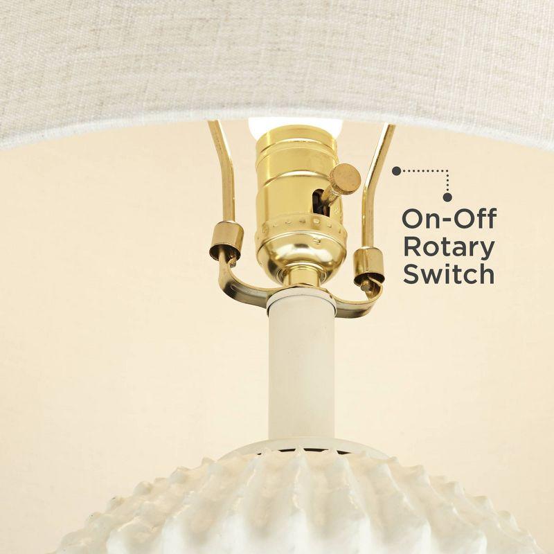 360 Lighting Hopewell 30" Tall Large Coastal Modern End Table Lamp Ridge Pattern White Single Living Room Bedroom Bedside Nightstand House Office
