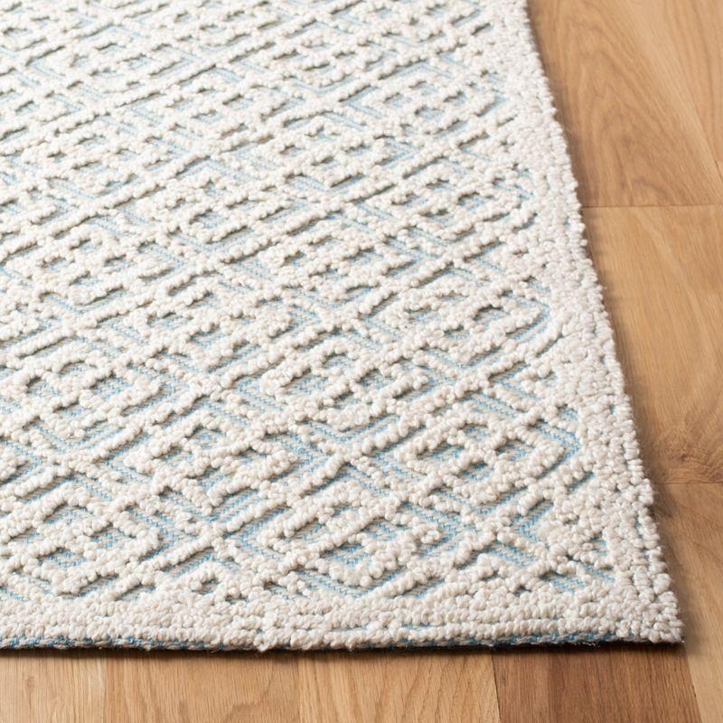 Elegant Blue Square Hand-Tufted Wool & Viscose 6' Area Rug