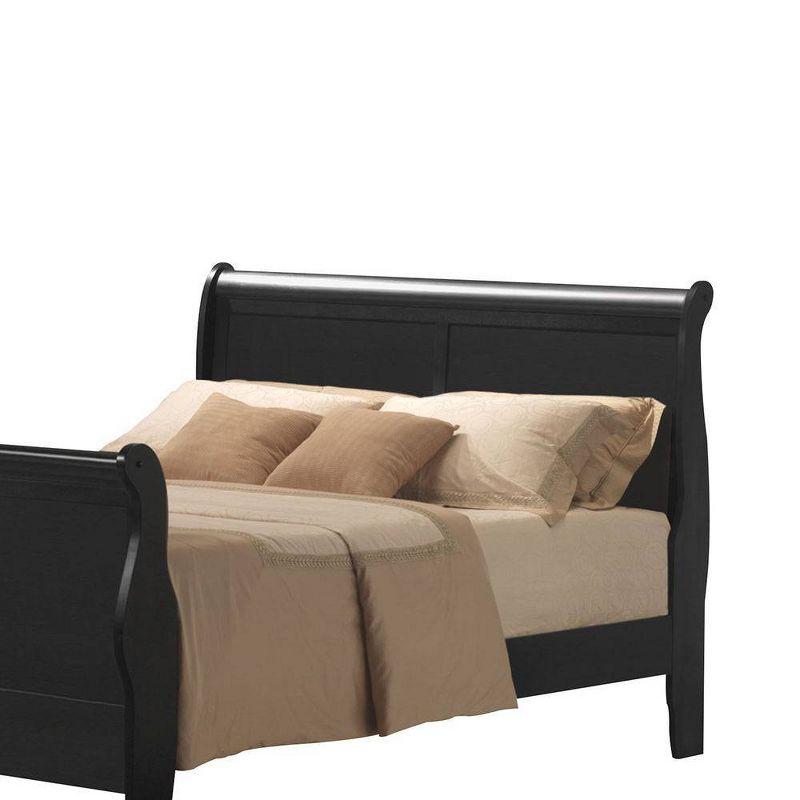 Acme Furniture Queen Louis Philippe III Bed Black: Mid-Century Modern Style, Wood Frame, Microfiber