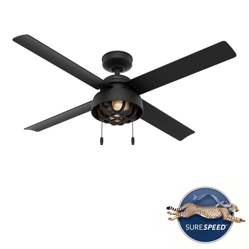 52" Spring Mill 4 - Blade Damp Rated Ceiling Fan With LED Light Kit And Pull Chain