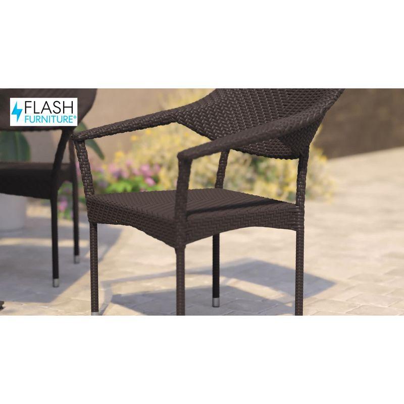 Flash Furniture Jace Commercial Grade Stacking Patio Chair, All Weather PE Rattan Wicker Patio Dining Chair in Natural