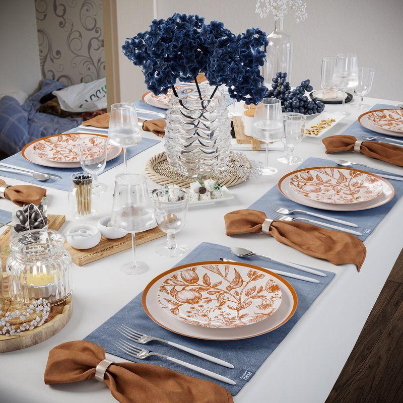 Trendables Plastic Disposable Plate Set 40 x 8" and 40 x 10" Brown and White Thanksgiving Plate with Pomegranate Design