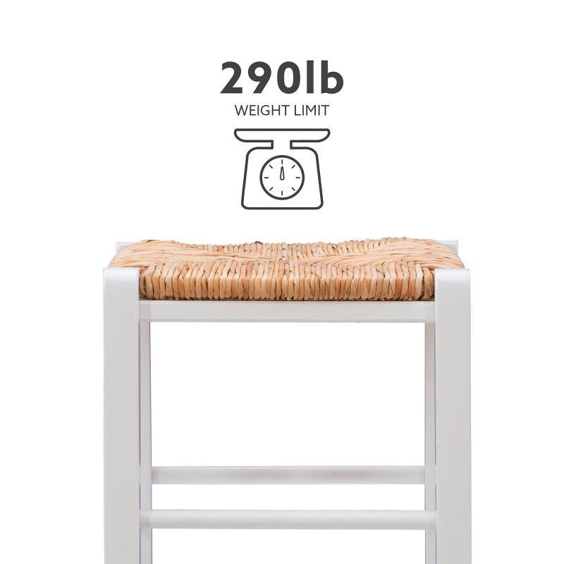 Set of 2 Gianna Backless Handwoven Rush Seat Barstools White - Linon: Solid Wood, 29" Height