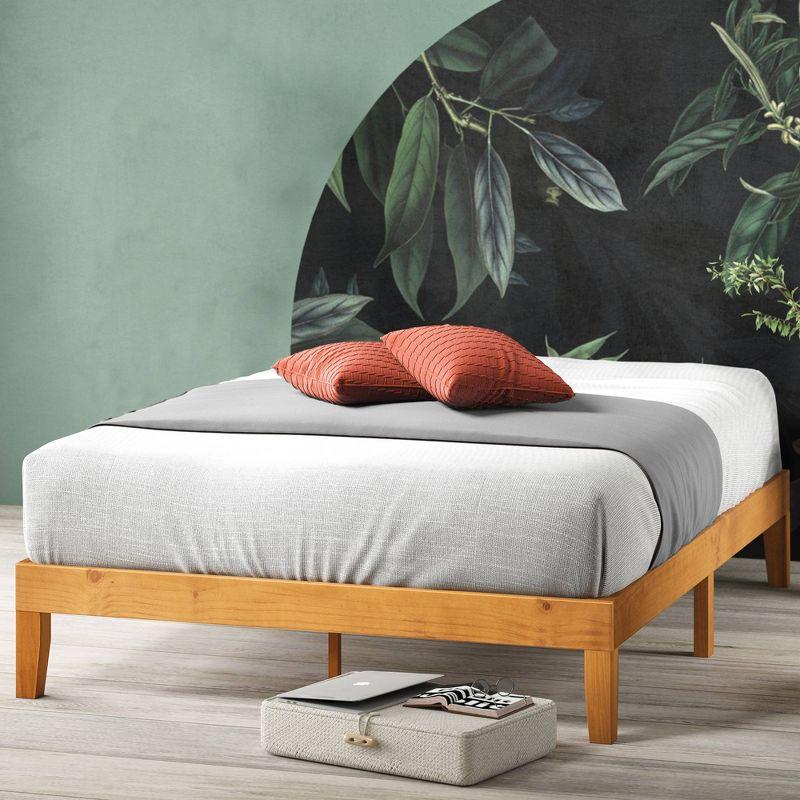 Queen Alexia Standard Wood Platform Bed Frame Natural - Zinus