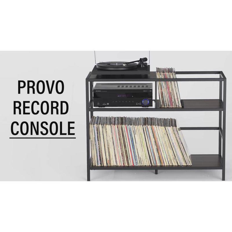 Provo Record Storage Console: Crosley Media Stand with Turntable Shelf, Vinyl Album Holder