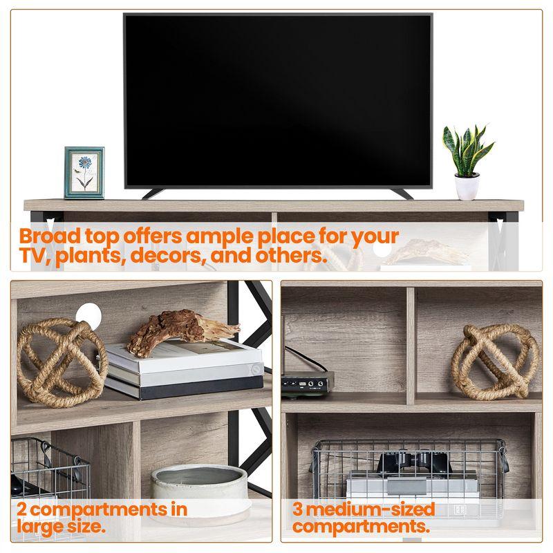 Yaheetech TV Stand for TVs up to 65 Inch with Storage Compartments,Gray