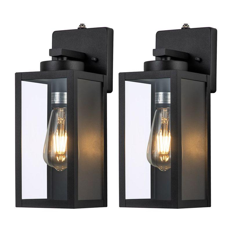 Matte Black Rectangular Outdoor Wall Sconce with Dusk to Dawn Sensor