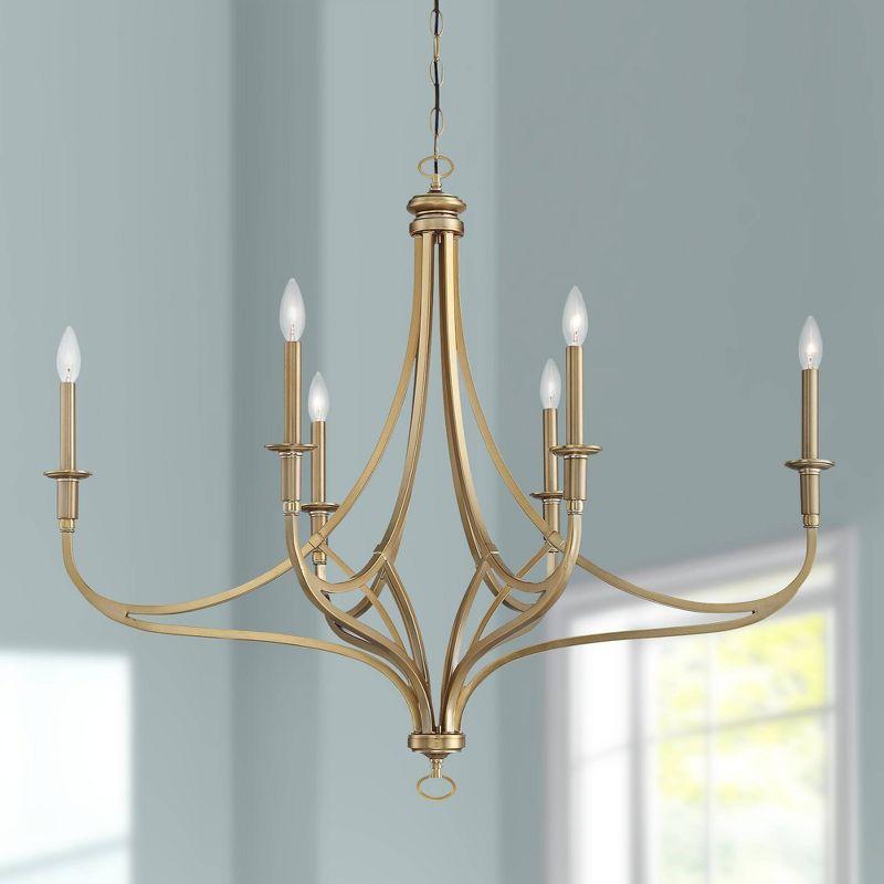 Minka Lavery Brushed Honey Gold Chandelier 40" Wide Modern 6-Light Fixture for Dining Room House Foyer Kitchen Entryway Bedroom