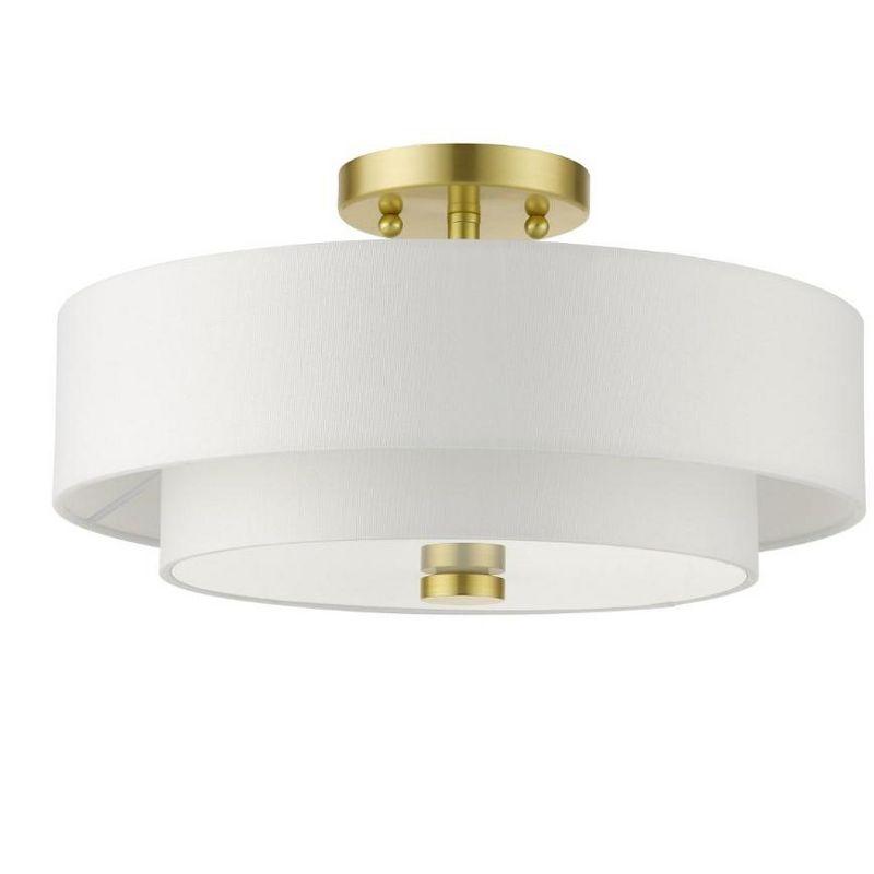 Livex Lighting Meridian 3 - Light Semi-Flush Mount in  Satin Brass