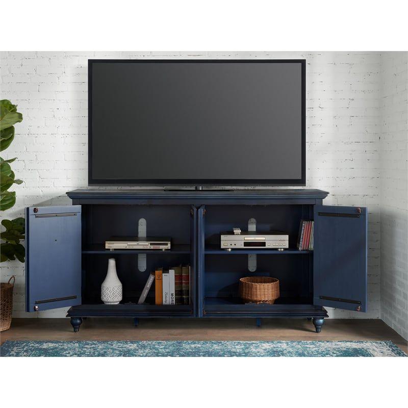 Martin Svensson Home Garden District Rustic Blue Solid Wood 65" TV Stand