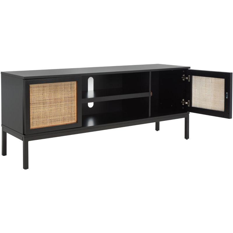 Zadie 2 Shelf Rattan Media Stand - MED5009 - Black/Natural - Safavieh