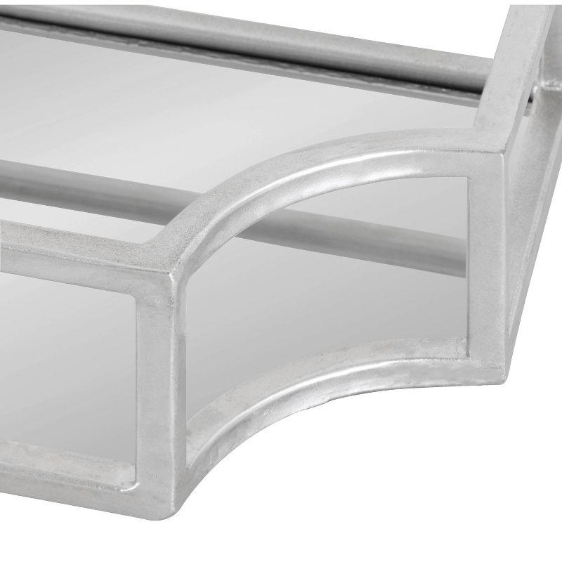 Kate & Laurel All Things Decor 2pc Ciel Metal Wall Shelf Set Silver - Geometric Design, Glass Surface, No Assembly Required