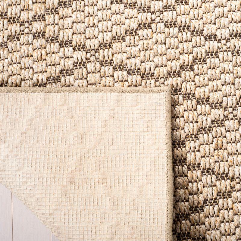 Beige and Brown Geometric Sisal Area Rug, 5' x 8'