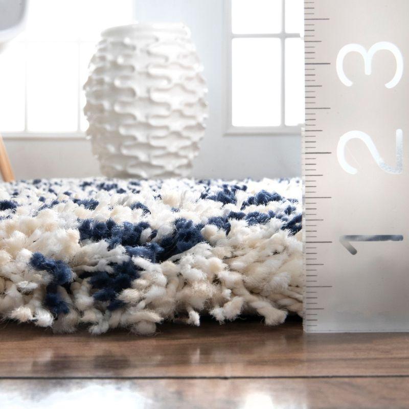 Nuloom Cuellar Striped 9x12 Shag Indoor Area Rug for Living Room Bedroom Dining Room Nursery, Navy/Ivory