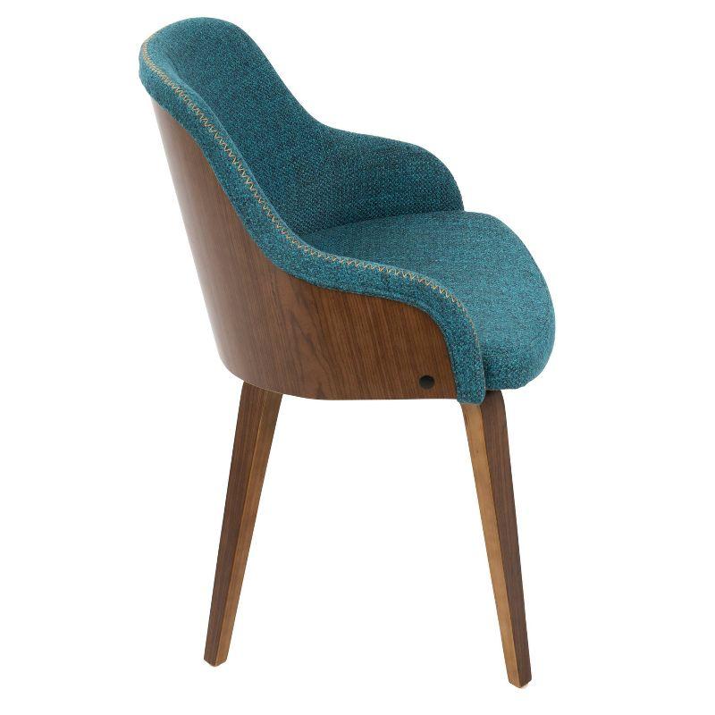 Teal Upholstered Scandinavian Arm Chair with Wood Frame