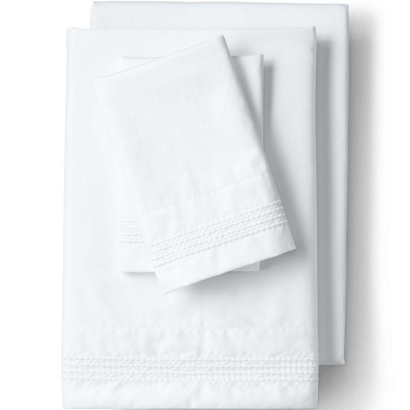 Lands' End Supima Cotton No Iron Sateen Embroidered Sheets - 400 thread count - King - White Dots