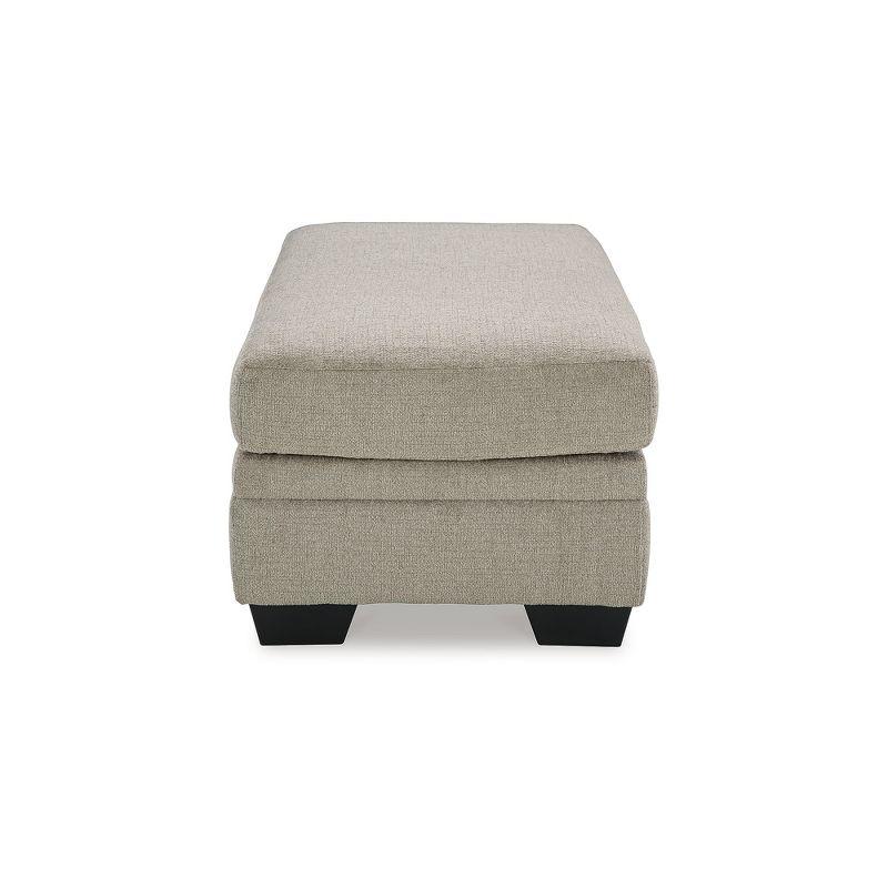 Beige Upholstered Storage Ottoman with Faux Wood Feet