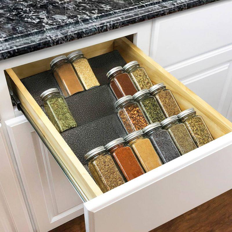 LYNK PROFESSIONAL LYNK PROFESSIONAL® Spice Drawer Organizer - Heavy Gauge Steel 4 Tier Spice Rack - Silver Metallic