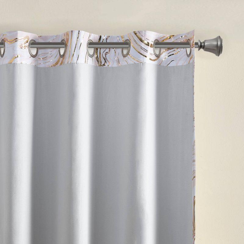 Intelligent Design 63"x50" Vanessa Total Blackout Curtain Panel Blush/Gold: Energy Efficient, Modern Grommet Top