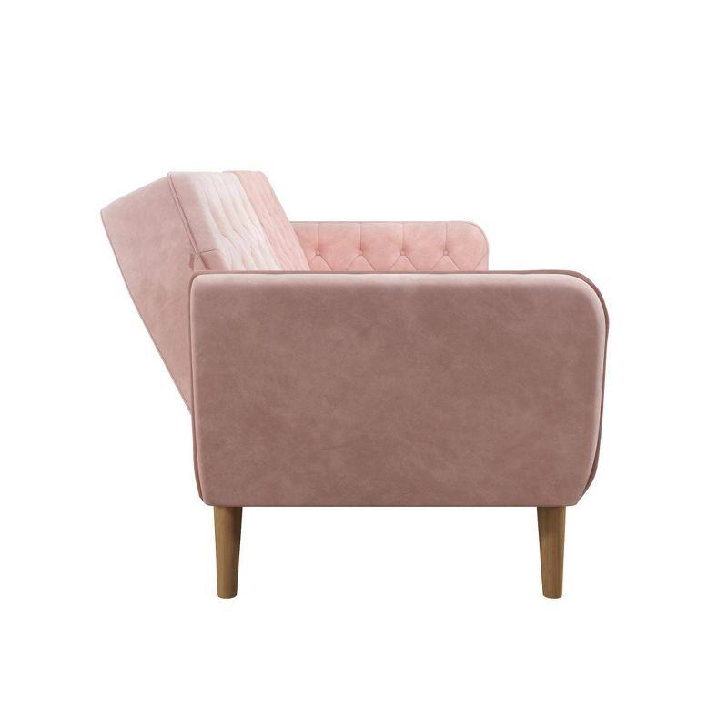 Pink Tufted Faux Leather Twin Sleeper Sofa with Memory Foam