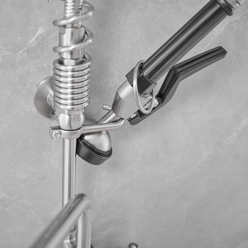 BWE Commercial Restaurant Pull Down 2-Handle Wall Mount Pre-Rinse Spray Utility Kitchen Faucet