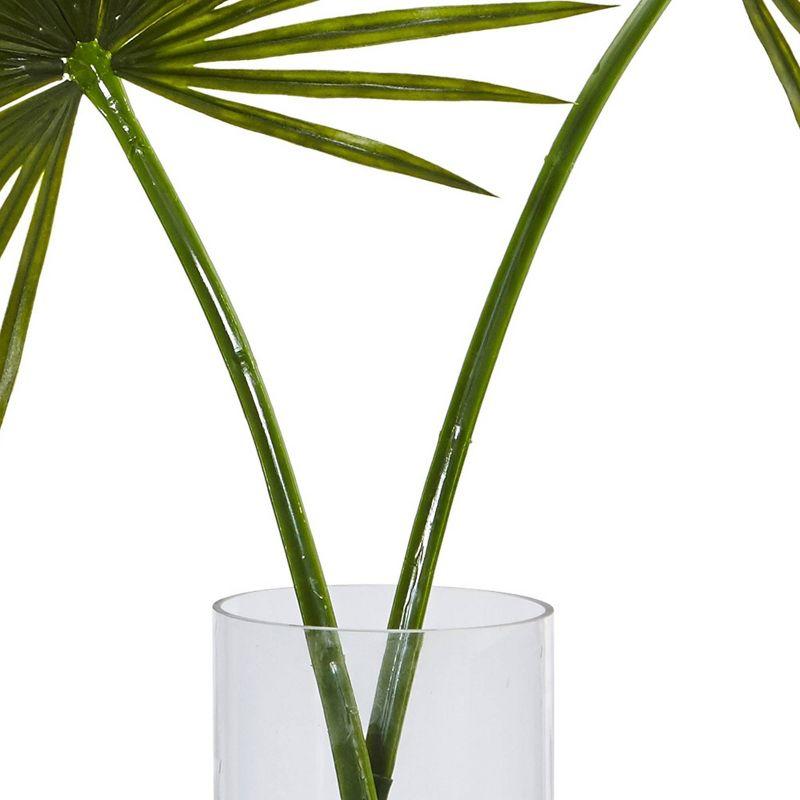 Nearly Natural 49" x 40" Artificial Fan Palm Arrangement in Glass Vase: Indoor Faux Foliage, Tabletop Decor