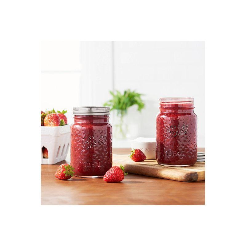 Ball 16oz 4pk Glass Regular Mouth Rose Vintage Mason Jar with Lid and Band: Pink Canning Jars, Dishwasher-Safe