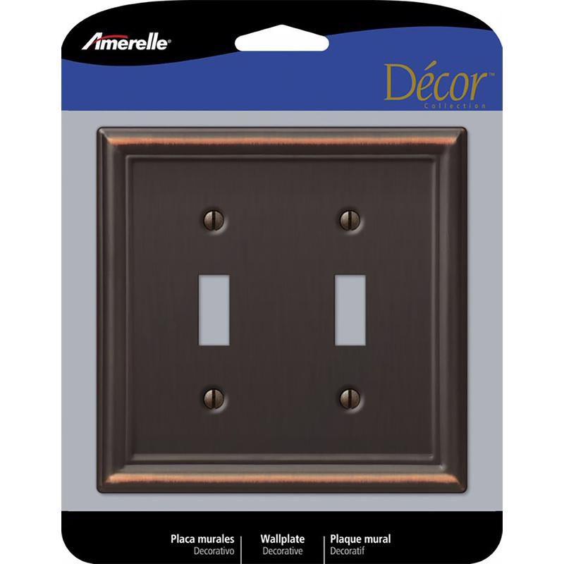 Amerelle Chelsea Bronze 2-Gang Stamped Steel Toggle Wall Plate