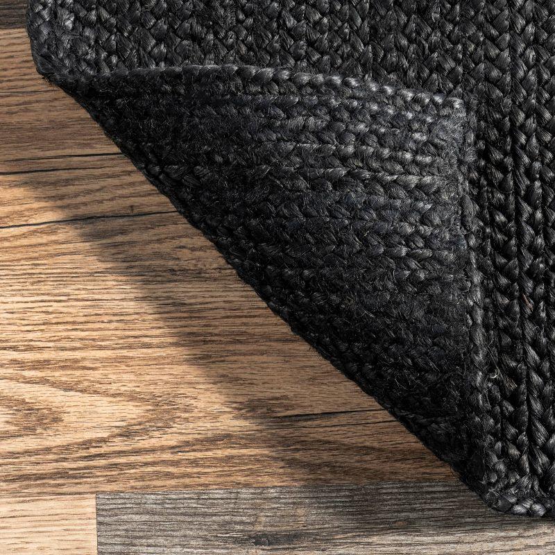 6'x9' Hand Woven Rigo Jute Area Rug Black - nuLOOM: Farmhouse Style, Low Pile, Rectangle, Indoor Use