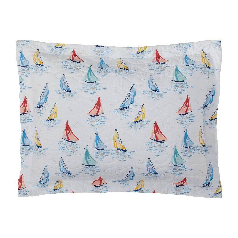 Ahoy Blue Cotton Reversible King Quilt Set