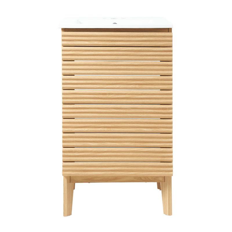 JONATHAN Y VAN1004 Calandre 20 in. W x 18 in. D x 33 in. H Thin Linear Slat Modern 2-Shelf Bath Vanity Cabinet Only (Sink Basin not Included)