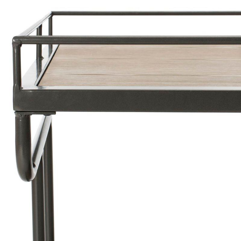 Transitional Silver Rectangular Bar Cart with Tiered Shelves