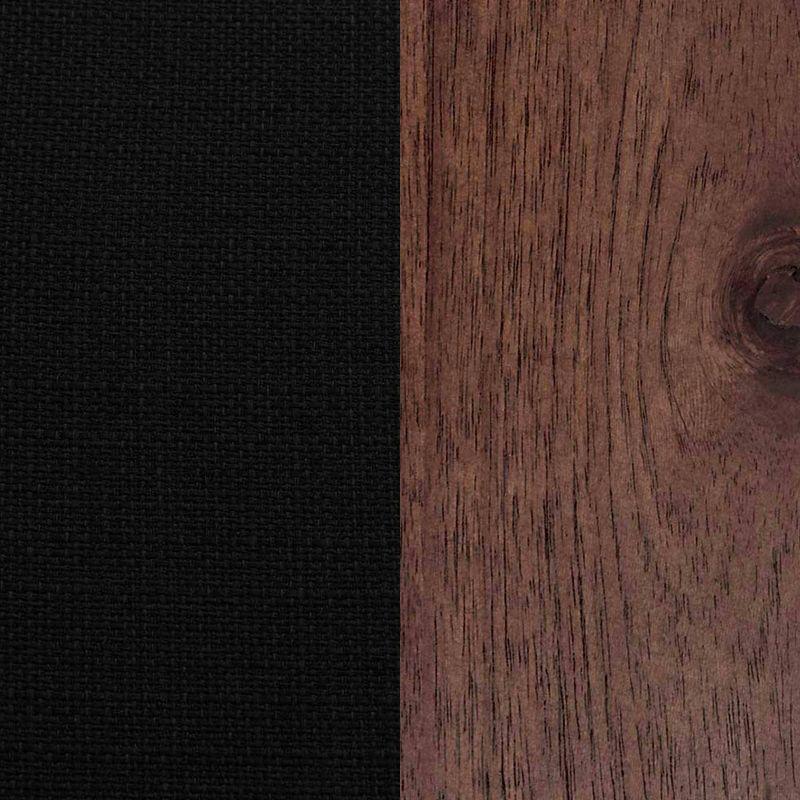 28'' Dark Brown Wood & Black Fabric Upholstered Saddle Barstool